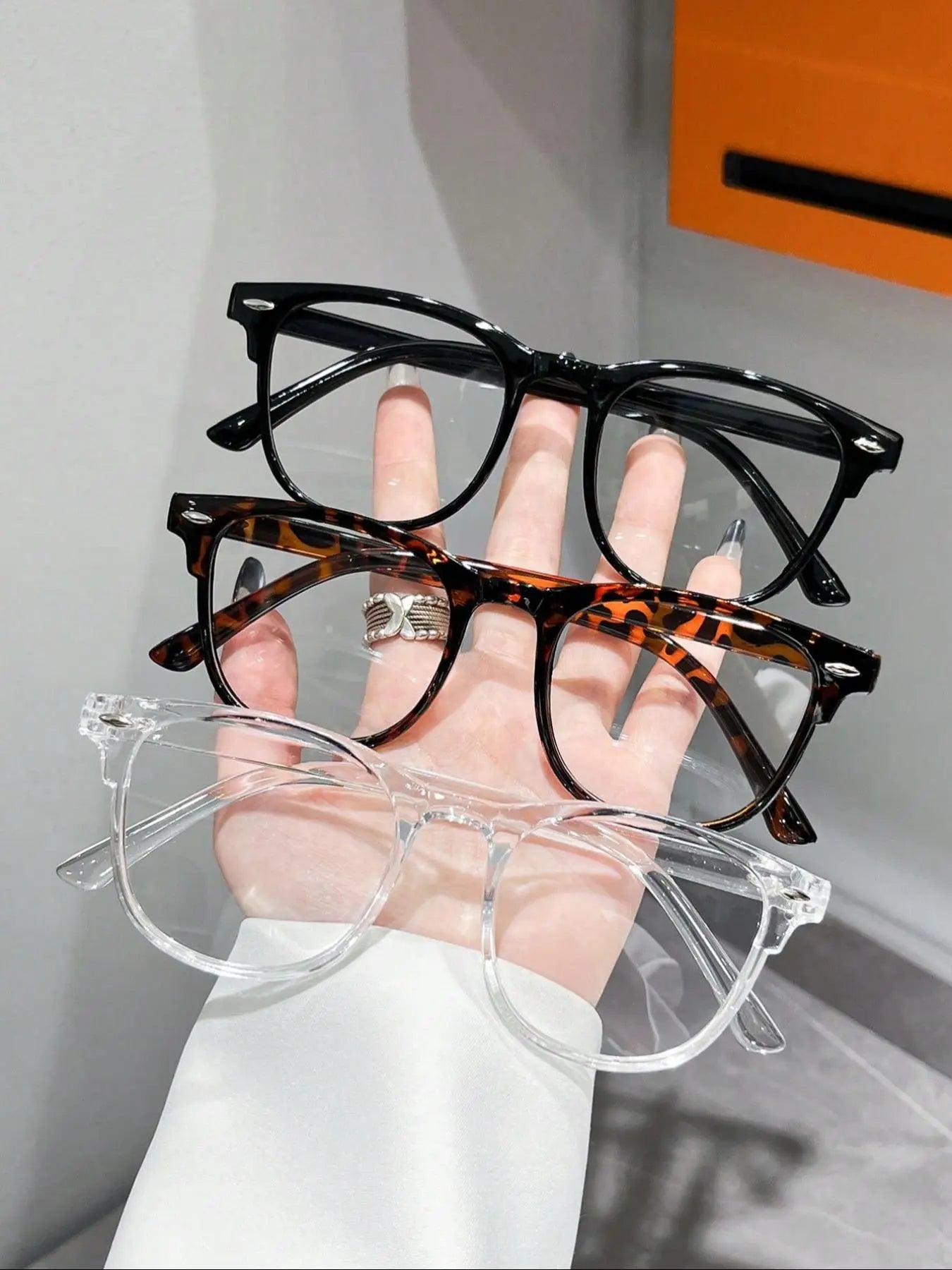 Men Women Fashion Flat Lens Tortoiseshell Glasses Set, Anti-Blue Light, Casual Style, Plastic Frame, All Seasons, Daily Wear Accessories, Square Frames Eyeglasses