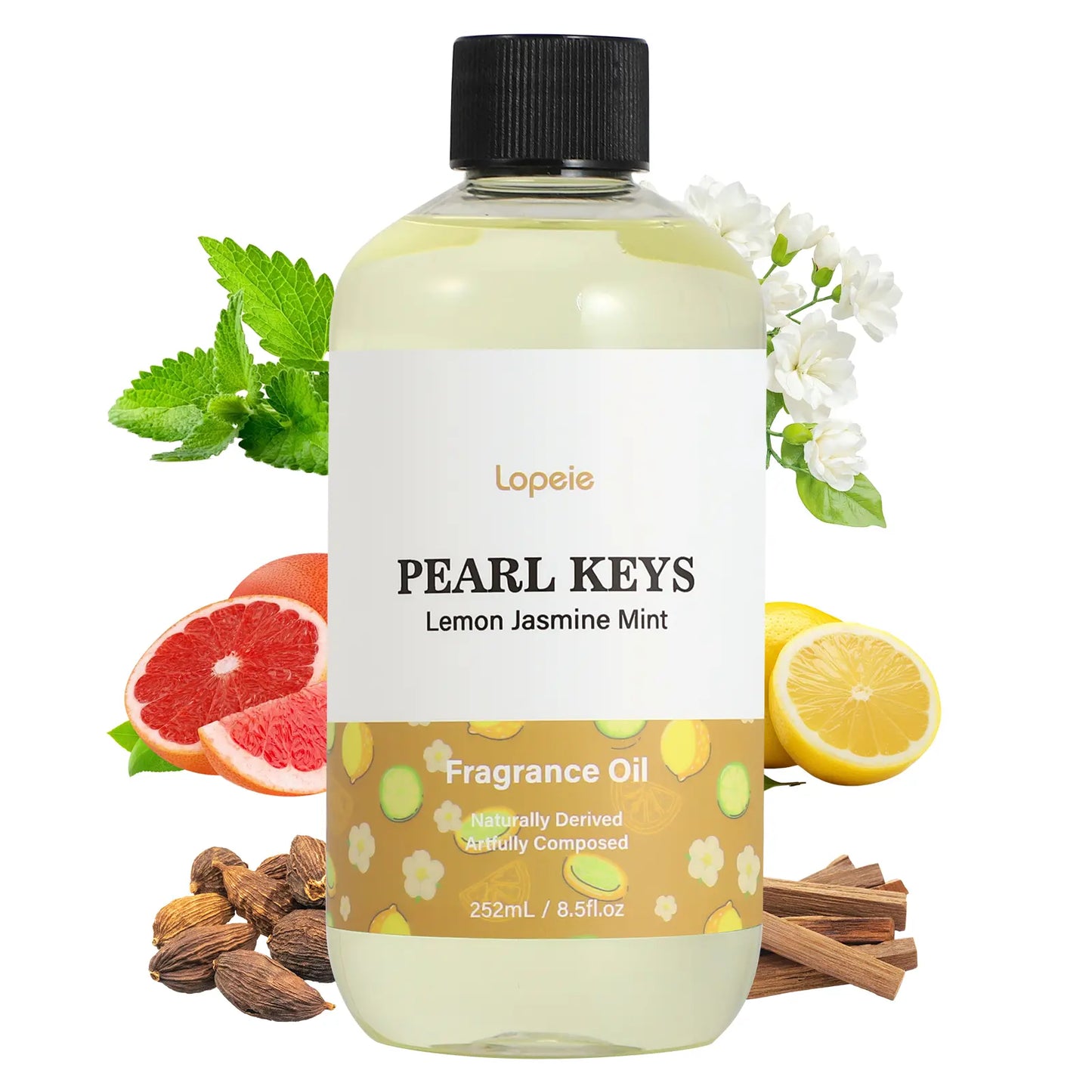 Lopeie PEARL KEYS Hotel Diffuser Oil Refill, Inspired by the Ritz-Carlton. 118Ml Premium Essential Oil, Blended with Lemon, Jasmine & Mint. Perfect for Ultrasonic and Waterless Diffusers, Long-Lasting Pleasant Fragrance