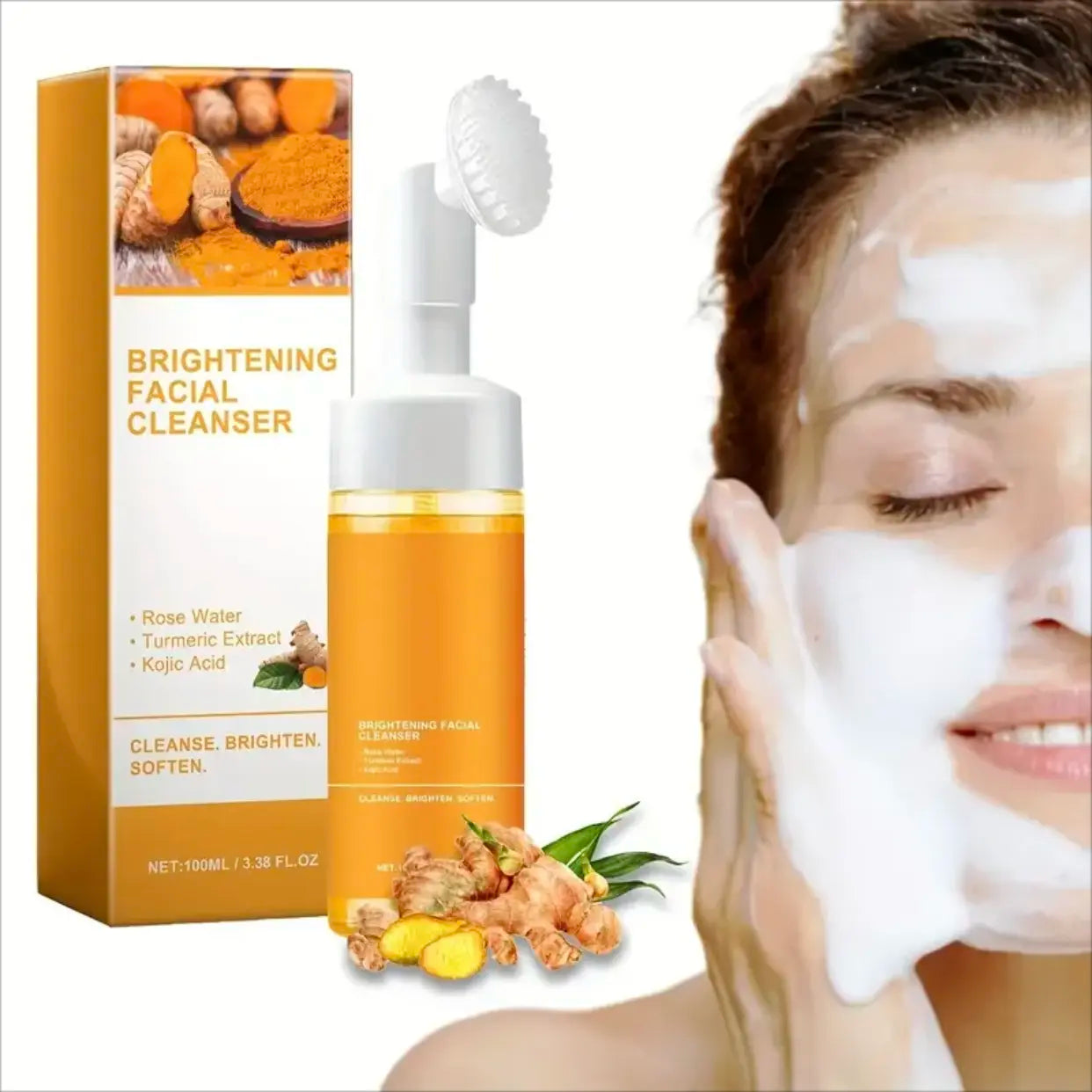 Turmeric Wash Two Piecesetturmericcleansing Mousse, Turmeric Soapfacialcleansing Skincare Facialcleansing Cleanserfacial Wash Comfort，Summer Gift Daily Kit Skincare Gift Set Kojic Soap