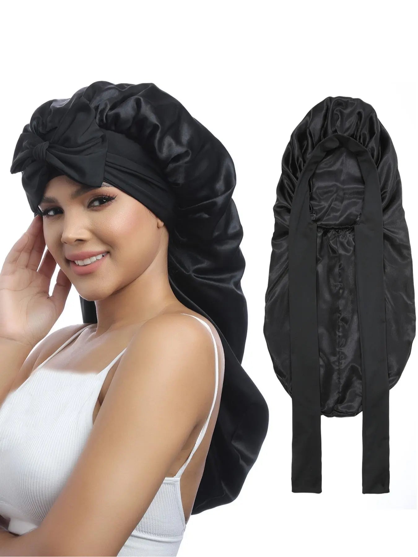 Women'S Simple Style Durable Solid Color Night Cap, Hair Care Cap with Elastic Band and Hair Protection, Casual Hair Cap for Daily Use, Sleeping Cap, Hair Care Wrap, Bonnets for Sleeping