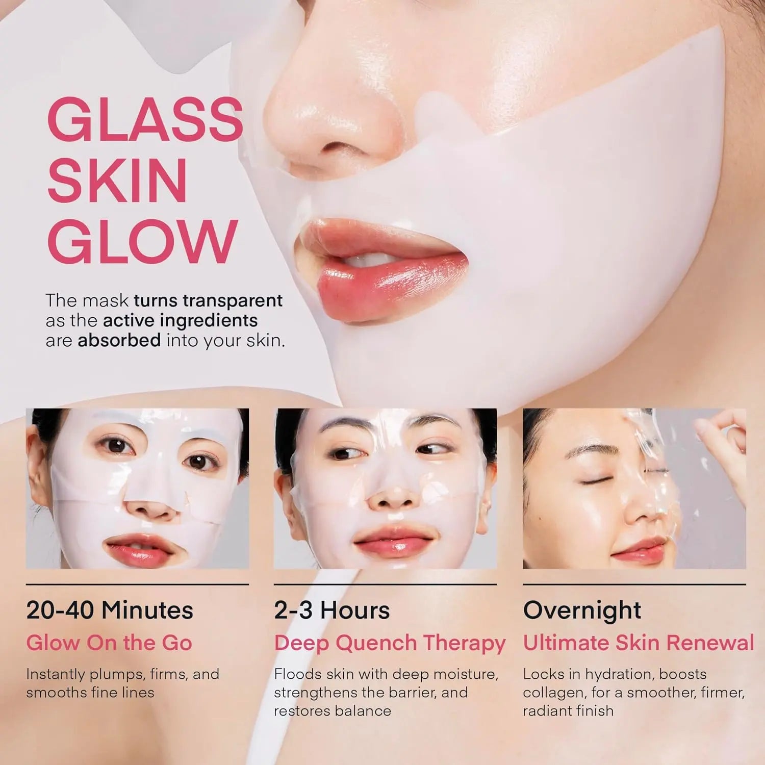 Terez & Honor Overnight Collagen Face Mask: Korean Deep Collagen Sheet Mask - Best Glow, Hydrating, Firming Anti-Aging Treatment for Smooth and Radiant Skin - Sleeping Mask Gentle for Sensitive Skin