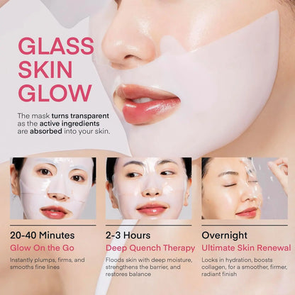 Terez & Honor Overnight Collagen Face Mask: Korean Deep Collagen Sheet Mask - Best Glow, Hydrating, Firming Anti-Aging Treatment for Smooth and Radiant Skin - Sleeping Mask Gentle for Sensitive Skin