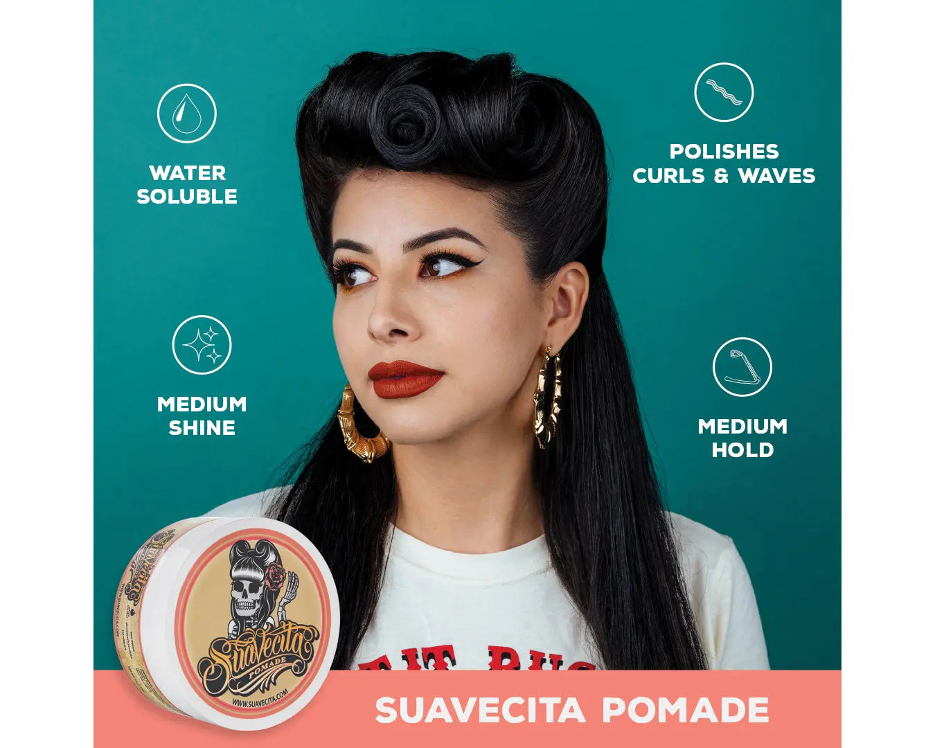 Suavecita Pomade - Water Soluble Hair Pomade for Women - Cruelty Free, Non-Greasy Formula with Healthy Shine, 2.3 Oz - Brush, Gel