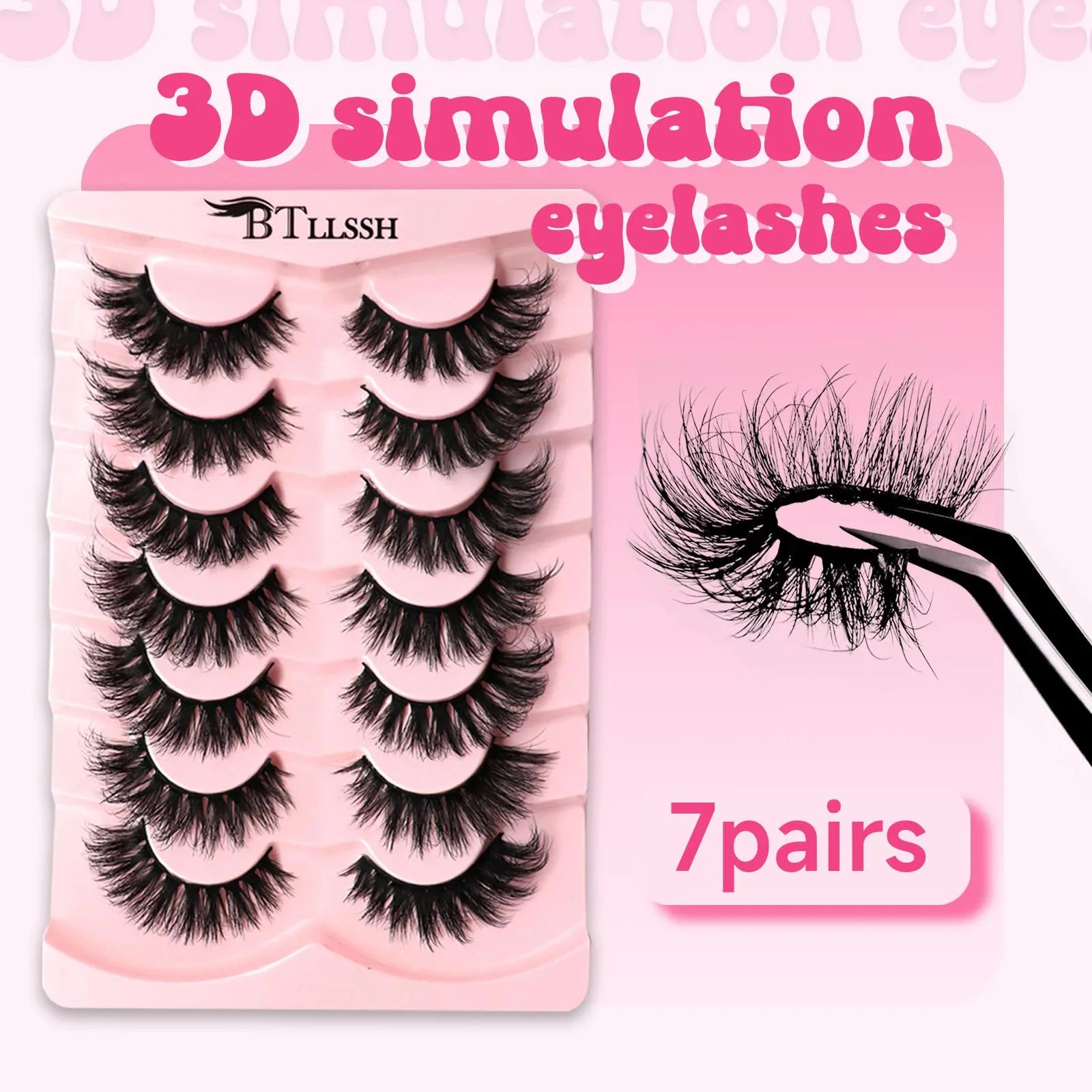 Long D Curl False Eyelashes, Volume False Eyelashes, 7/14 Pairs Black Wispy Cat Eye Look Fluffy Eyelashes Cluster Faux Cluster Lashes, Natural Curling Eye Makeup Strip Lashes, Eye Makeup, Dramatic Lashes, Eyelash Extensions, Daily Cosmetic