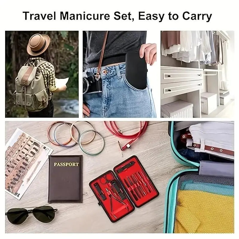 Professional Nail Clipper Set with Storage Case, 8/15/24 Pieces Portable Manicure & Pedicure Tool Set, Nail Clippers and Nail Trimmer, Nail Cutter Kit Wallet, Nail Care Tool for Home & Travel, Body Care Nail Supplies, Birthday Gift, Nail Tools