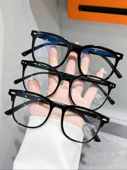 Men Women Fashion Flat Lens Tortoiseshell Glasses Set, Anti-Blue Light, Casual Style, Plastic Frame, All Seasons, Daily Wear Accessories, Square Frames Eyeglasses