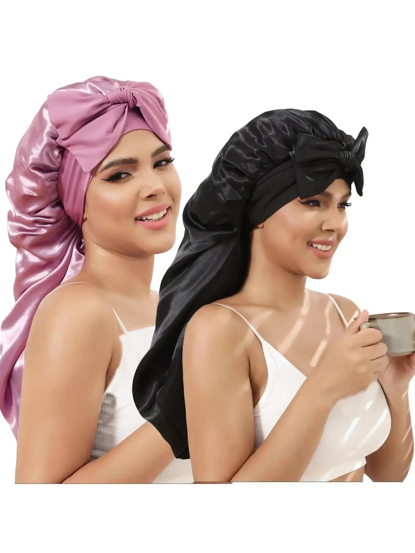 Women'S Simple Style Durable Solid Color Night Cap, Hair Care Cap with Elastic Band and Hair Protection, Casual Hair Cap for Daily Use, Sleeping Cap, Hair Care Wrap, Bonnets for Sleeping