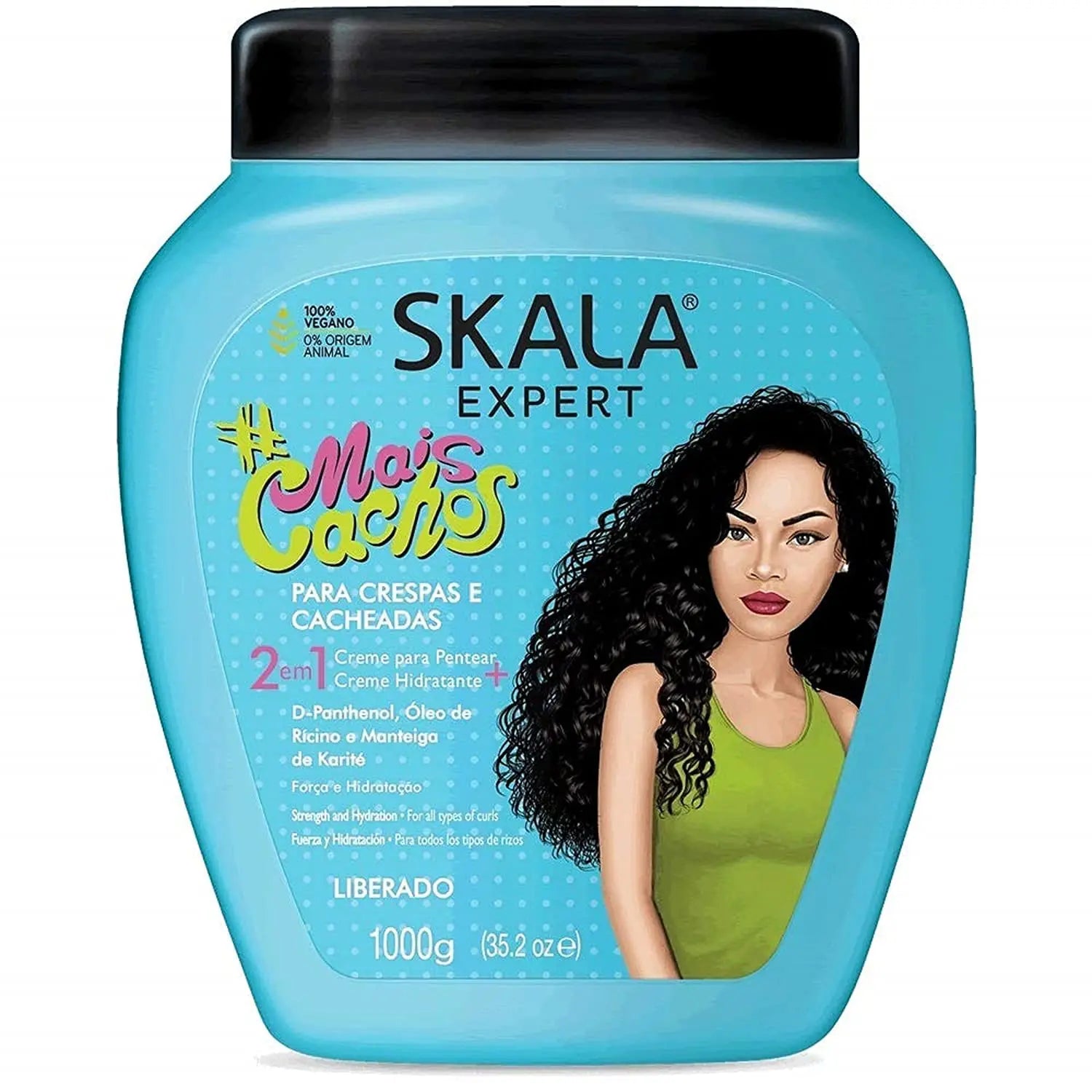 SKALA Brasil Curly Hair Products 2-Pack - Mais Cachos + Maracujá Óleo De Pataá Brazilian Curl Cream, 2-In-1 Treatment Cream & Leave-In Conditioner for Curly Coily 3A-4C Hair, Crema Para Rizos Cabello Rizado, Vegan Curly Girl Approved, 1000G Each