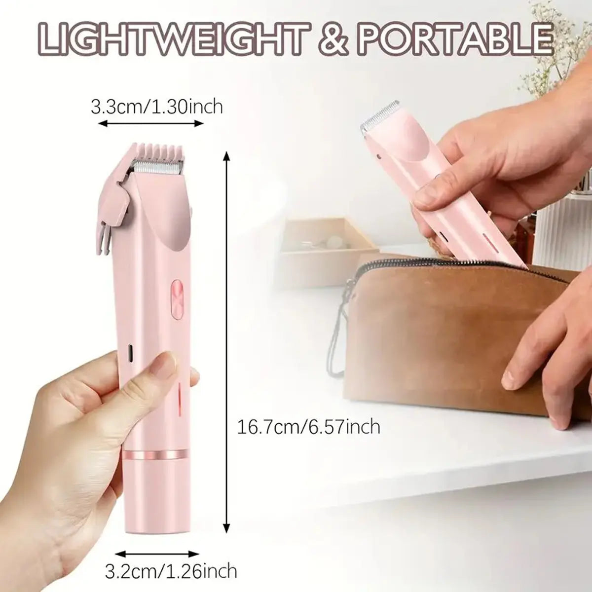 Electric Bikini Trimmer for Women, 2-In-1 Body and Facial Epilator Trimming Rechargeable Waterproof Wet & Dry Shaver with Dual Heads, Portable Painless Hair Removal for Body Face Underarms Legs, Summer Gift