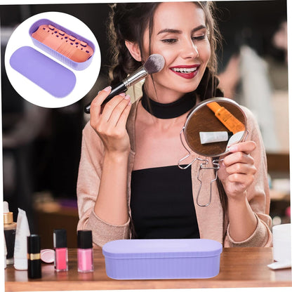 Makeup Brush Cleaning Box Portable Makeup Brush Drying Holder for to Clean and Organize Compact Design for Women