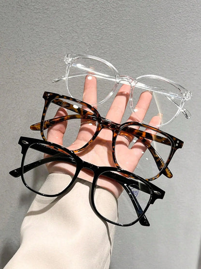 Men Women Fashion Flat Lens Tortoiseshell Glasses Set, Anti-Blue Light, Casual Style, Plastic Frame, All Seasons, Daily Wear Accessories, Square Frames Eyeglasses