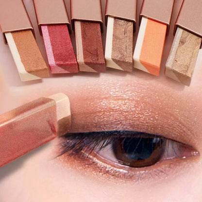 6Pcs Two-Tone Ombré Eyeshadow Stick Set Cream Gradient Eye Shadow Pen High Pigment Waterproof Smudge Proof Long Lasting Eye Makeup Shimmer Matte Highlighter Duo Beginner Friendly Quick Application Portable Travel Daily Beauty Gift Set