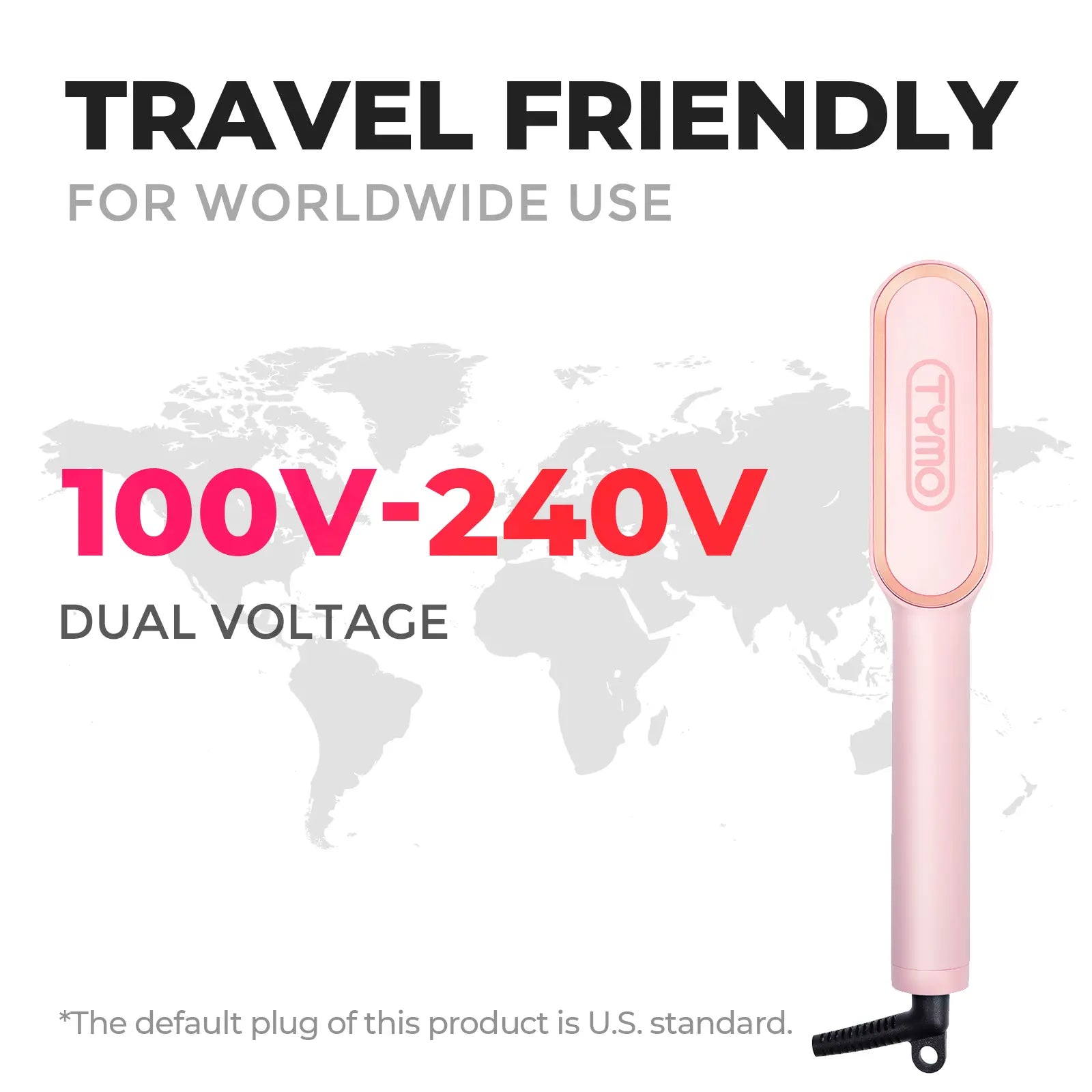 TYMO Ring Pink Hair Straightener Comb & Curling Iron, 5 Temp Settings, Dual Voltage, Fast Heating, 3D Brush Teeth, Anti-Scald, Auto-Off, Salon Styling Brush, Travel Bag, Best Gift Ideas Hair Flat Iron Hair Crimper Iron Summervibes