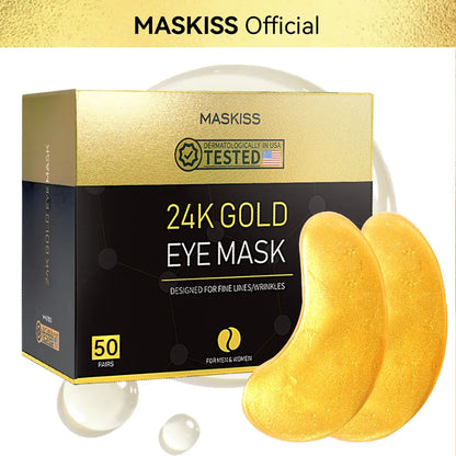 [Maskiss Official]24K Gold under Eye Patches, 30 Pairs Collagen & Hyaluronic Acid Eye Masks for Puffiness, Dark Circles & Wrinkles