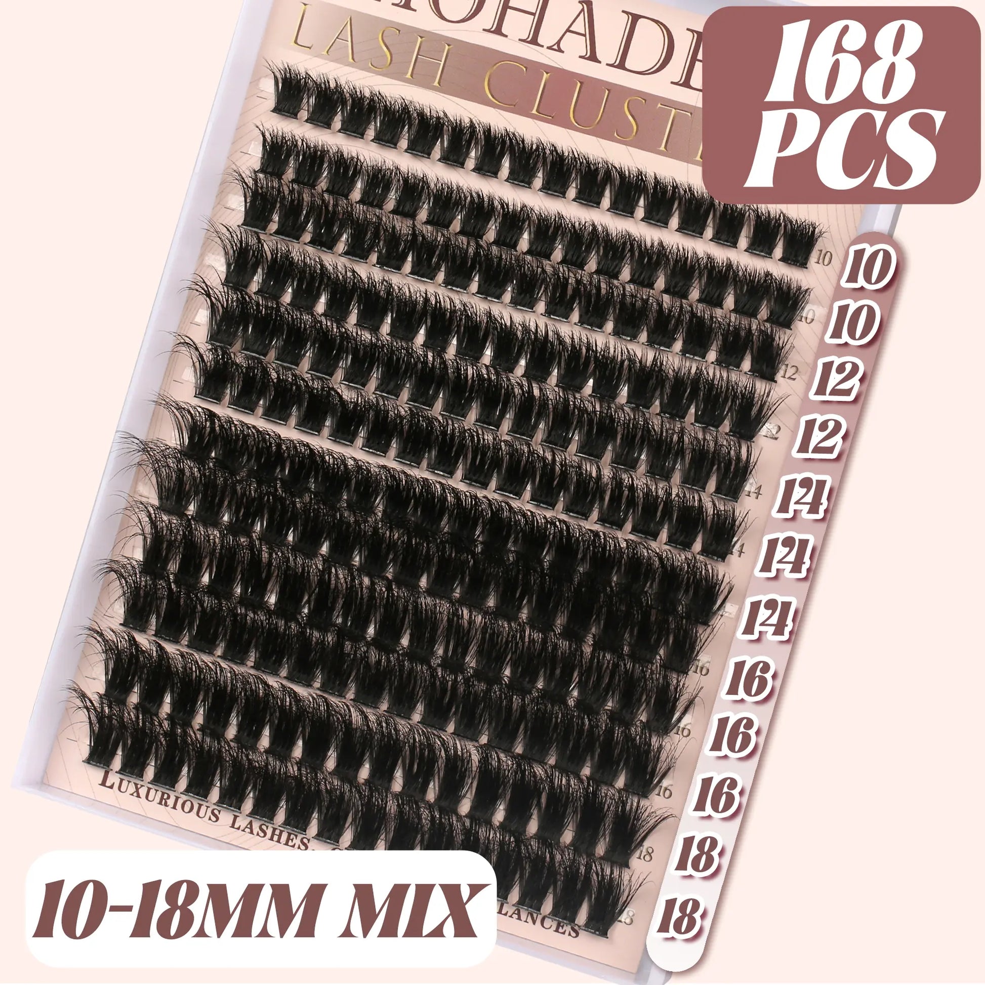 HOHADBR Ultra Fluffy Cluster False Eyelashes – Volume Lash Extension Kit Waterproof D Curl Extension Set with Bond & Seal and Precision Tweezers, Ultra Volume Thick 10-18Mm Lashes