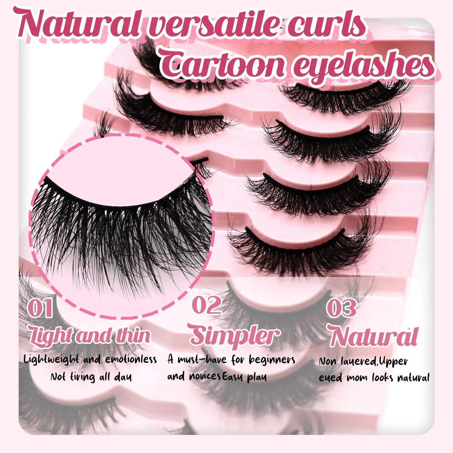 Thick Curling Fluffy False Eyelashes, Volume False Eyelashes, Diy Dramatic Lashes, Wispy Cat-Eye Look Faux Lashes, Portable Eye Makeup Tool for Women and Girls #GLOBAL PICKS