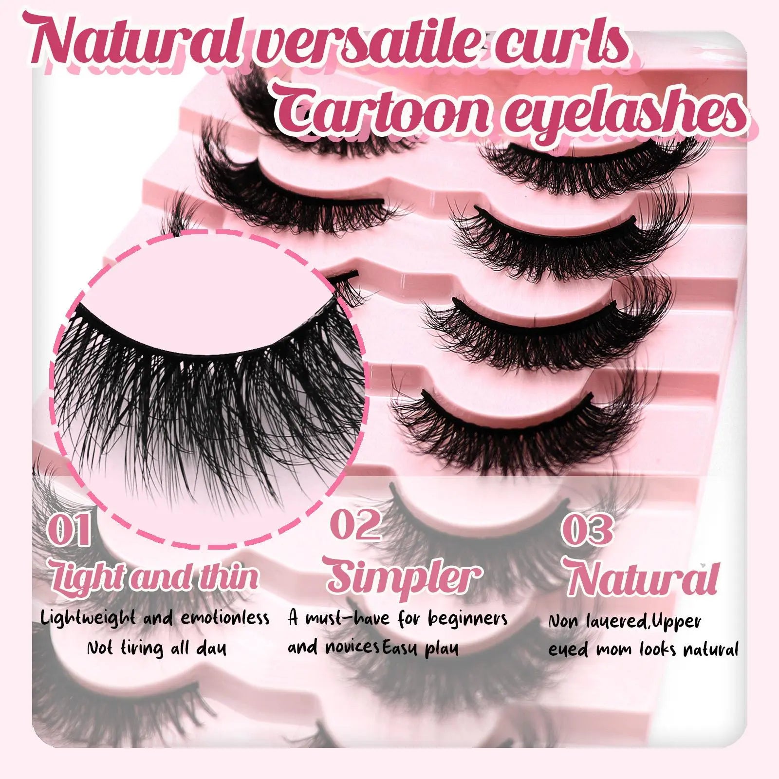 Thick Curling Fluffy False Eyelashes, Volume False Eyelashes, Diy Dramatic Lashes, Wispy Cat-Eye Look Faux Lashes, Portable Eye Makeup Tool for Women and Girls #GLOBAL PICKS