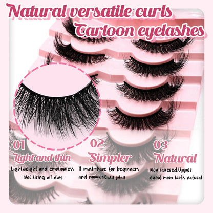 Thick Curling Fluffy False Eyelashes, Volume False Eyelashes, Diy Dramatic Lashes, Wispy Cat-Eye Look Faux Lashes, Portable Eye Makeup Tool for Women and Girls #GLOBAL PICKS