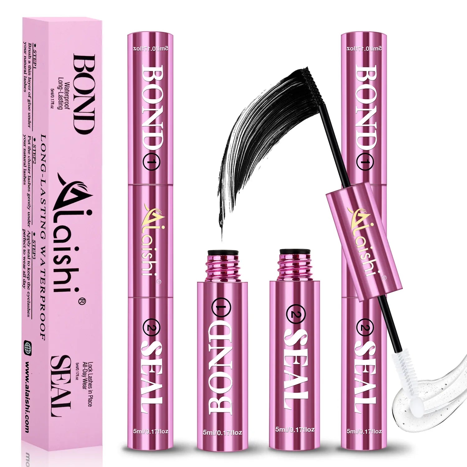 Ailaishi 2In1 Lash Bond & Seal Waterproof Glue Long Lasting Strong Hold for Cluster Lashes Easy Use for Beginners, Makeup Glue & Remover , Dealsforyoudays