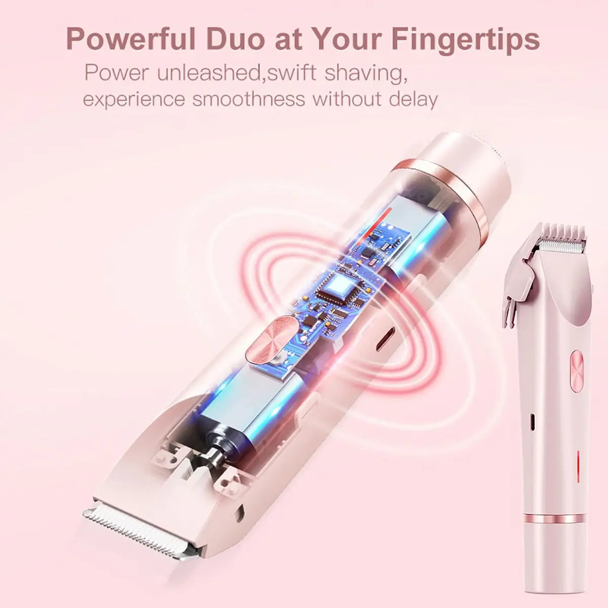 Electric Bikini Trimmer for Women, 2-In-1 Body and Facial Epilator Trimming Rechargeable Waterproof Wet & Dry Shaver with Dual Heads, Portable Painless Hair Removal for Body Face Underarms Legs, Summer Gift