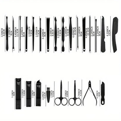 Professional Nail Clipper Set with Storage Case, 8/15/24 Pieces Portable Manicure & Pedicure Tool Set, Nail Clippers and Nail Trimmer, Nail Cutter Kit Wallet, Nail Care Tool for Home & Travel, Body Care Nail Supplies, Birthday Gift, Nail Tools