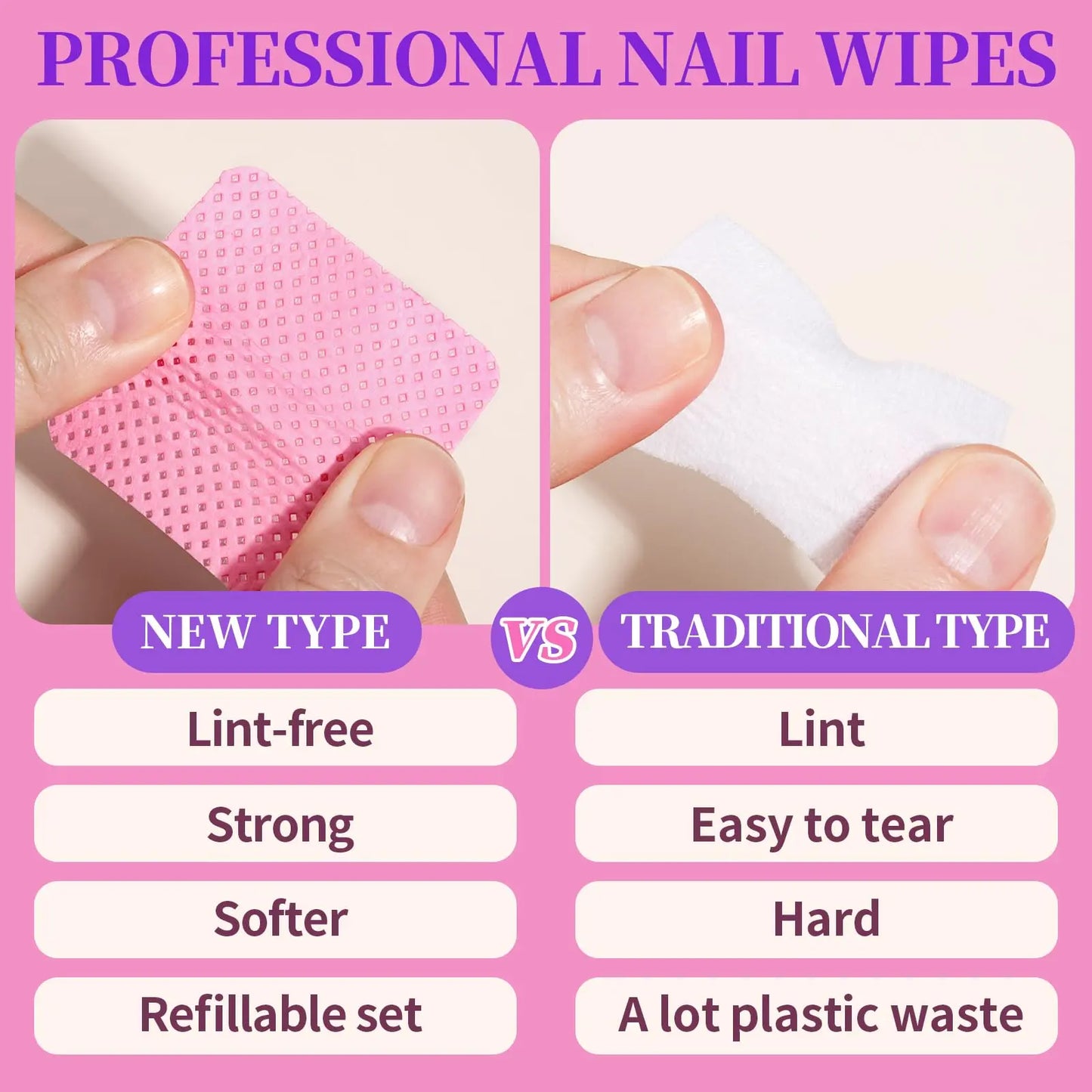 Nail Wipes, Professional Lint-Free Nail Polish Remover Pads, UV Gel Cleansing Tissues, Unscented Manicure Prep and Finish Nail Art Cleaning Tool, Manicure Pedicure Remover #GLOBAL PICKS