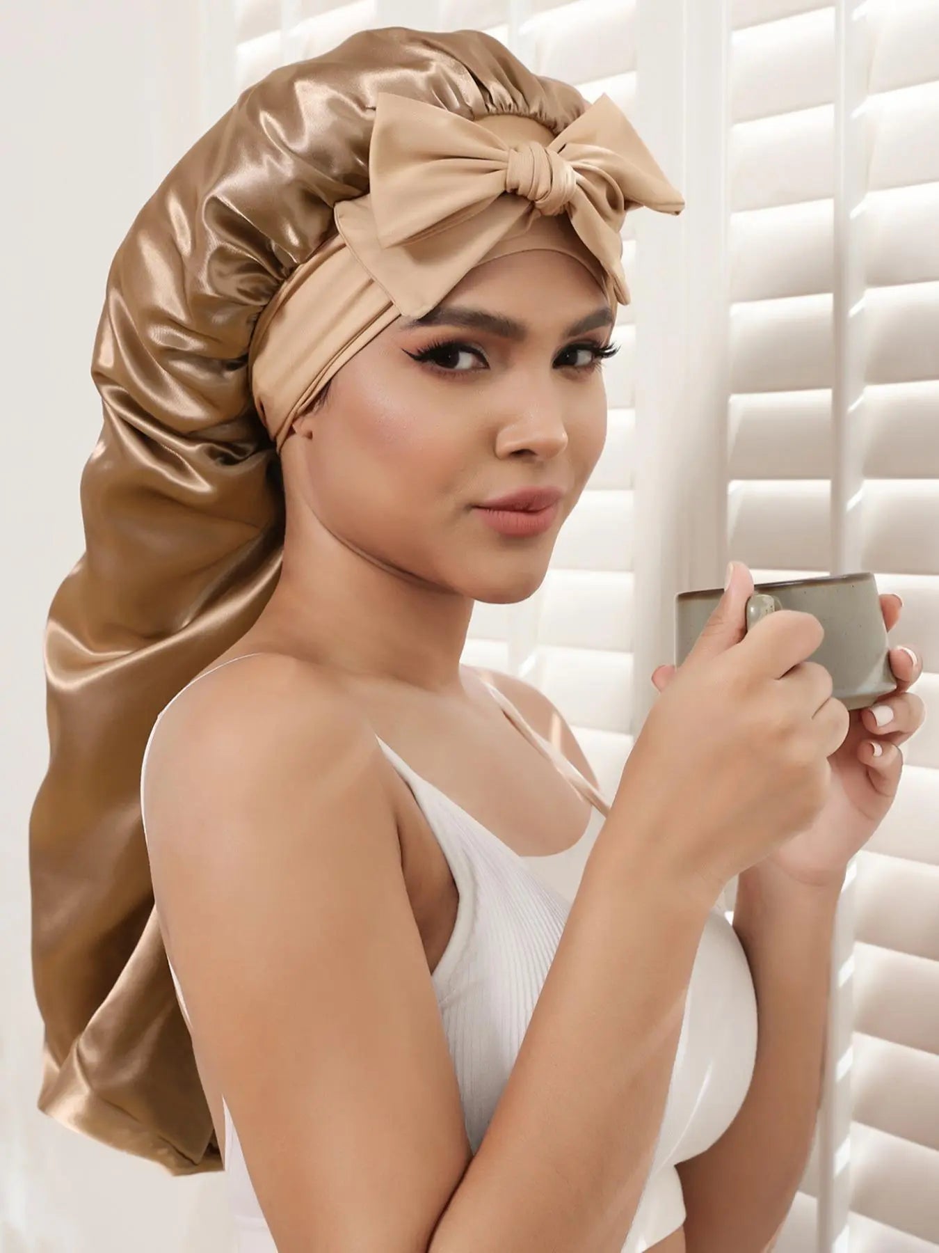 Women'S Simple Style Durable Solid Color Night Cap, Hair Care Cap with Elastic Band and Hair Protection, Casual Hair Cap for Daily Use, Sleeping Cap, Hair Care Wrap, Bonnets for Sleeping