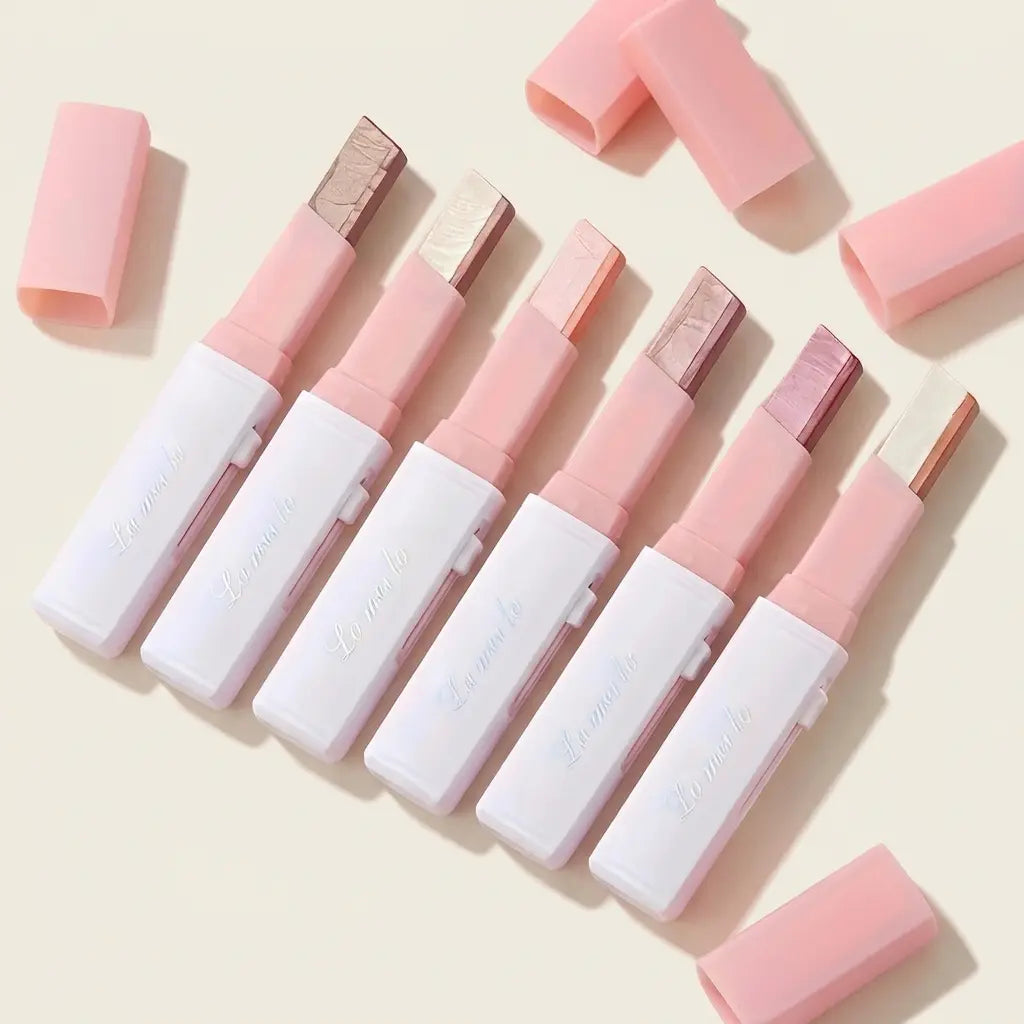 6Pcs Two-Tone Ombré Eyeshadow Stick Set Cream Gradient Eye Shadow Pen High Pigment Waterproof Smudge Proof Long Lasting Eye Makeup Shimmer Matte Highlighter Duo Beginner Friendly Quick Application Portable Travel Daily Beauty Gift Set