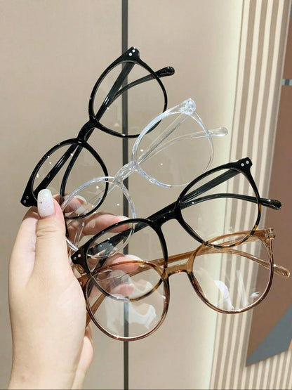 Men Women Fashion Flat Lens Tortoiseshell Glasses Set, Anti-Blue Light, Casual Style, Plastic Frame, All Seasons, Daily Wear Accessories, Square Frames Eyeglasses