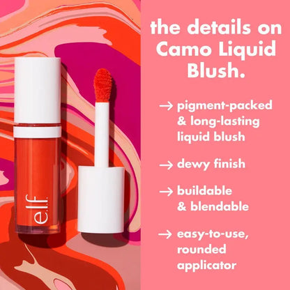 E.L.F. Camo Liquid Blush - High-Pigment Dewy Finish, Blendable Lightweight, Easy Applicator, 12 Shades