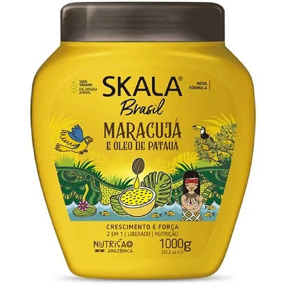 SKALA Brasil Curly Hair Products 2-Pack - Mais Cachos + Maracujá Óleo De Pataá Brazilian Curl Cream, 2-In-1 Treatment Cream & Leave-In Conditioner for Curly Coily 3A-4C Hair, Crema Para Rizos Cabello Rizado, Vegan Curly Girl Approved, 1000G Each