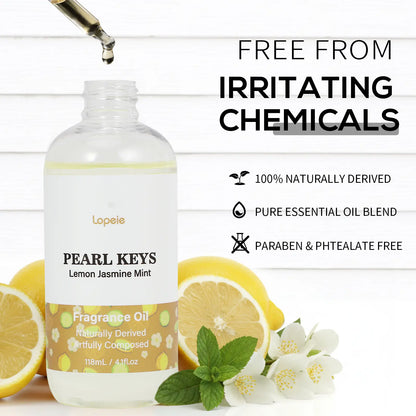 Lopeie PEARL KEYS Hotel Diffuser Oil Refill, Inspired by the Ritz-Carlton. 118Ml Premium Essential Oil, Blended with Lemon, Jasmine & Mint. Perfect for Ultrasonic and Waterless Diffusers, Long-Lasting Pleasant Fragrance