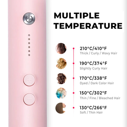 TYMO Ring Pink Hair Straightener Comb & Curling Iron, 5 Temp Settings, Dual Voltage, Fast Heating, 3D Brush Teeth, Anti-Scald, Auto-Off, Salon Styling Brush, Travel Bag, Best Gift Ideas Hair Flat Iron Hair Crimper Iron Summervibes