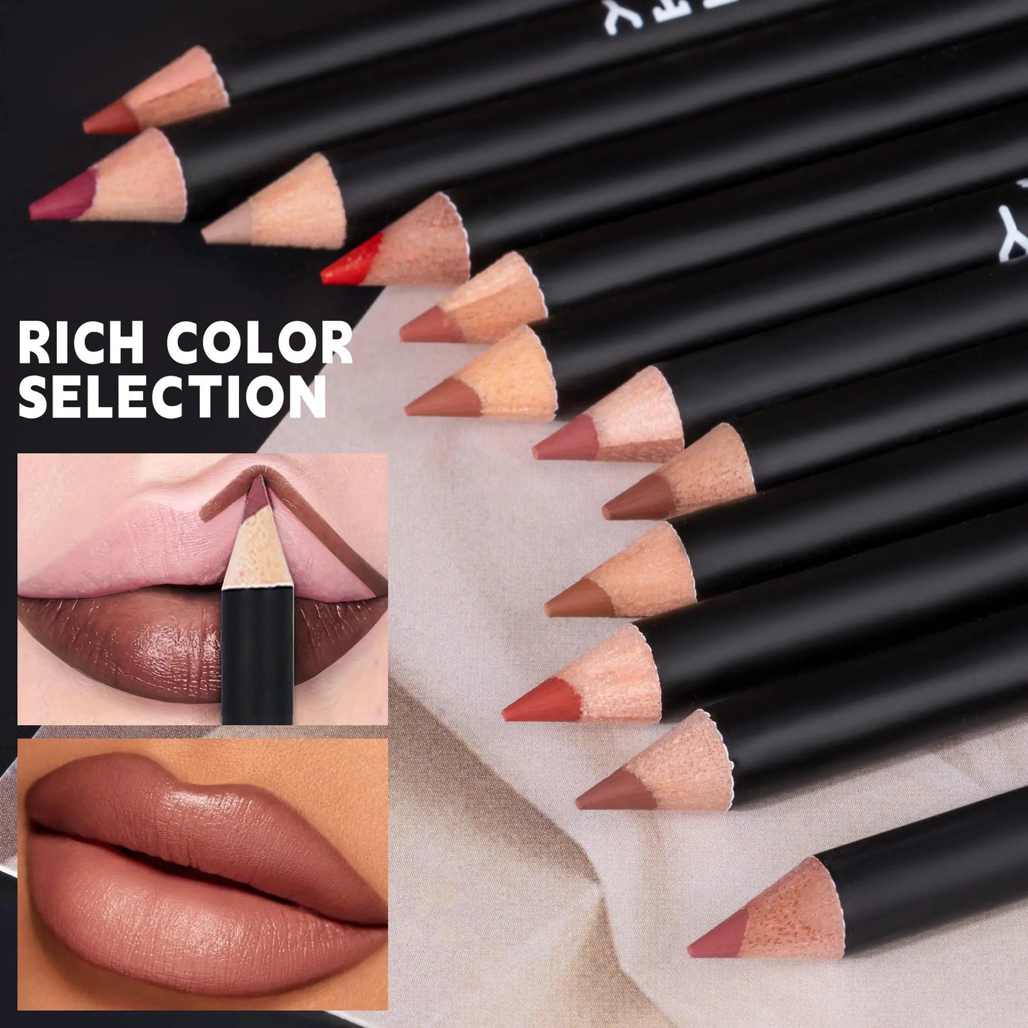 Easy Coloring Lip Liner Pencil Set, Lippie Pencils, 12Pcs/Box Matte Lip Liners, Long-Lasting Matte Lipliner for All Occasions, Lip Makeup Cosmetic Kit, Lip Product, Lipstick Liner #GLOBAL PICKS