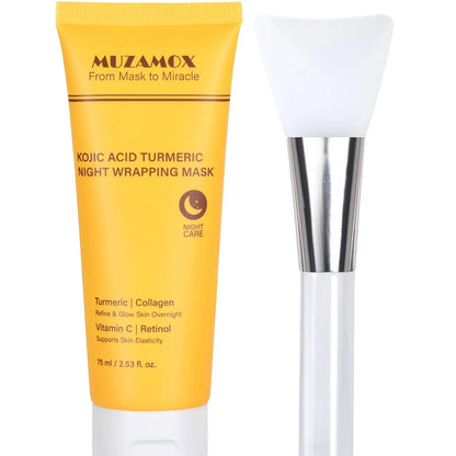 MUZAMOX Effortlessbeauty Kojic Acid Turmeric Night Wrapping Mask | Overnight Wrapping Mask ,Morning Shed,Turmeric,Niacinamide,Vitamin C,Skincare, 2.53 Fl. Oz.Cozyvibes