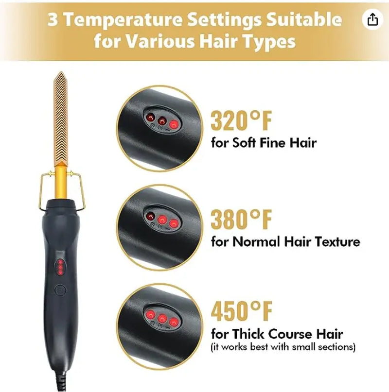 Dolahair Electric Hot Comb for Wigs Smooth Hair Electric Pressing Comb for Lace Front Wig Black Women Lace Glue Wig Install Kit with Hot Comb Titanium