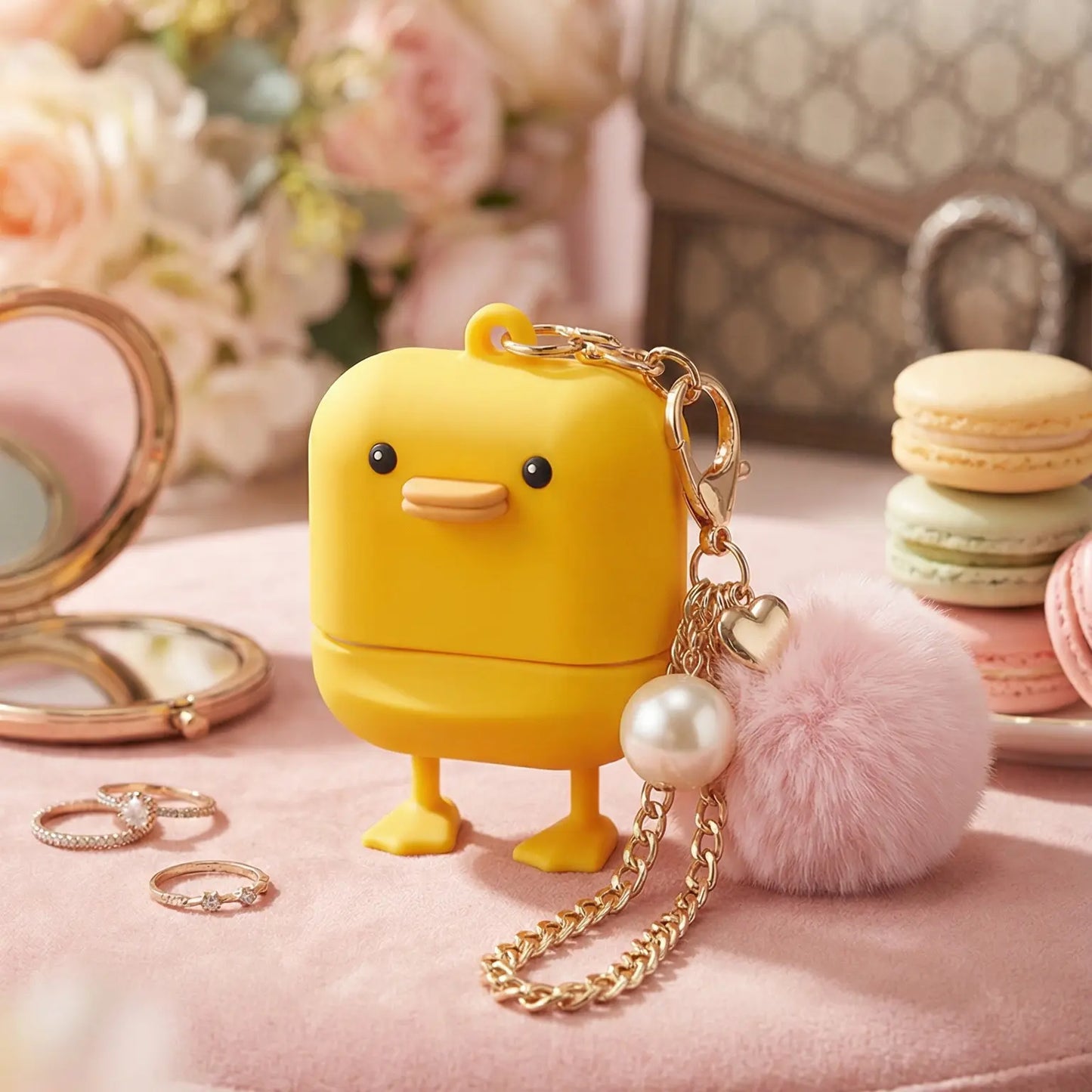 KAHI Airy Sun Stick Keyring - Official Product Waterproof Silicone Keychain Holder Broad Spectrum SPF 50+ PA++++ Korean Face Sunscreen Stick - Cute Bag Charm Carrying Case Travel Accessories