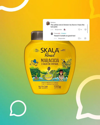 SKALA Brasil Curly Hair Products 2-Pack - Mais Cachos + Maracujá Óleo De Pataá Brazilian Curl Cream, 2-In-1 Treatment Cream & Leave-In Conditioner for Curly Coily 3A-4C Hair, Crema Para Rizos Cabello Rizado, Vegan Curly Girl Approved, 1000G Each