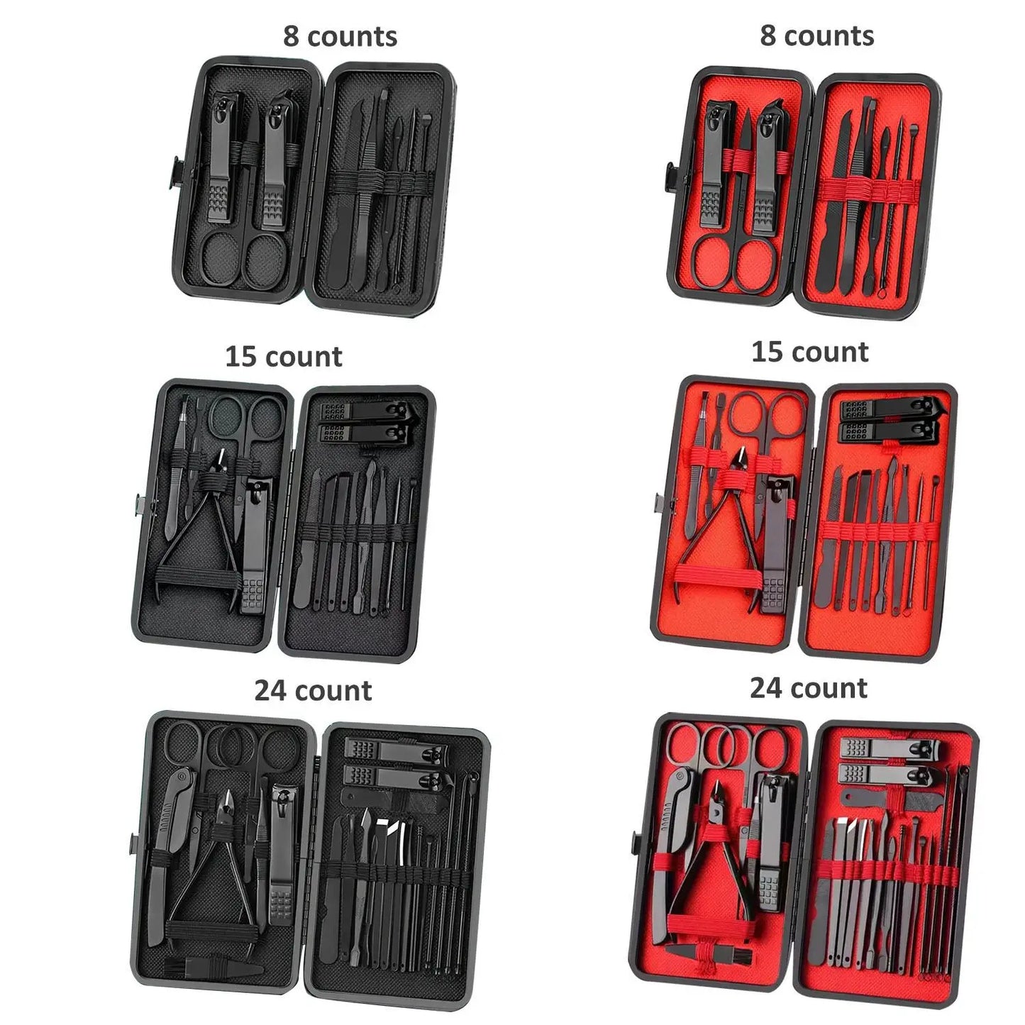 Professional Nail Clipper Set with Storage Case, 8/15/24 Pieces Portable Manicure & Pedicure Tool Set, Nail Clippers and Nail Trimmer, Nail Cutter Kit Wallet, Nail Care Tool for Home & Travel, Body Care Nail Supplies, Birthday Gift, Nail Tools