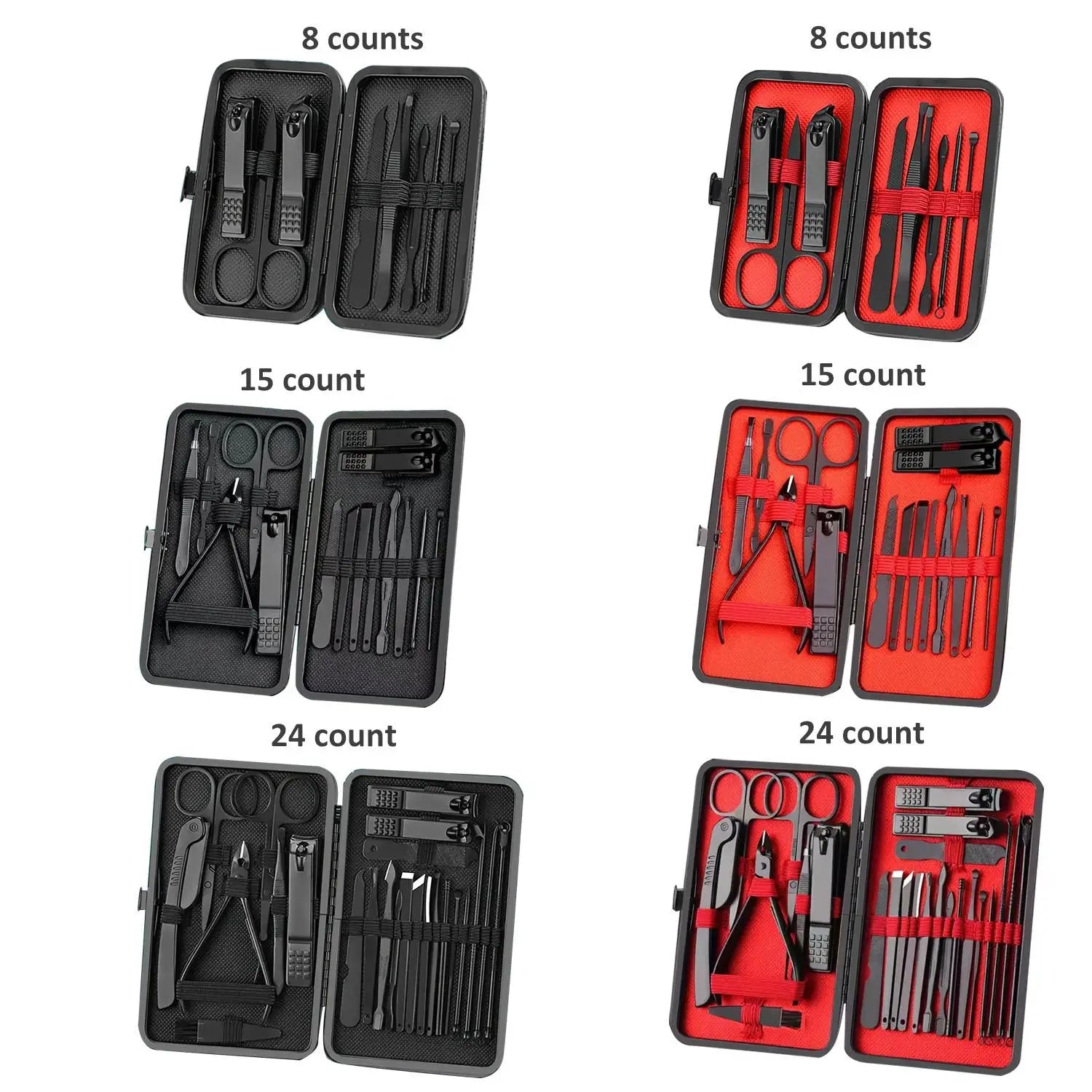 Professional Nail Clipper Set with Storage Case, 8/15/24 Pieces Portable Manicure & Pedicure Tool Set, Nail Clippers and Nail Trimmer, Nail Cutter Kit Wallet, Nail Care Tool for Home & Travel, Body Care Nail Supplies, Birthday Gift, Nail Tools