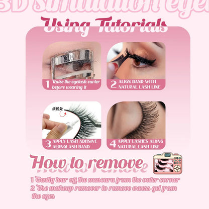 Thick Curling Fluffy False Eyelashes, Volume False Eyelashes, Diy Dramatic Lashes, Wispy Cat-Eye Look Faux Lashes, Portable Eye Makeup Tool for Women and Girls #GLOBAL PICKS