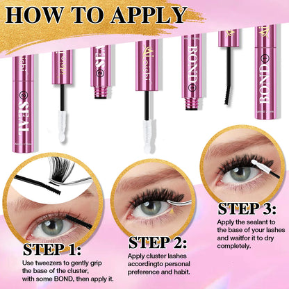 Ailaishi 2In1 Lash Bond & Seal Waterproof Glue Long Lasting Strong Hold for Cluster Lashes Easy Use for Beginners, Makeup Glue & Remover , Dealsforyoudays