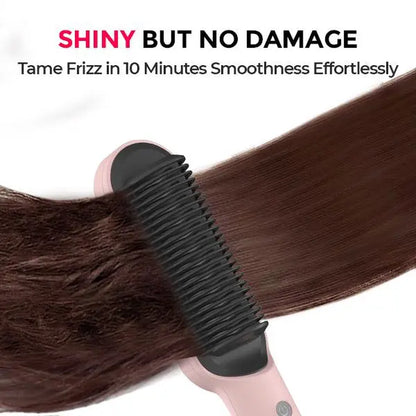 TYMO Ring Pink Hair Straightener Comb & Curling Iron, 5 Temp Settings, Dual Voltage, Fast Heating, 3D Brush Teeth, Anti-Scald, Auto-Off, Salon Styling Brush, Travel Bag, Best Gift Ideas Hair Flat Iron Hair Crimper Iron Summervibes